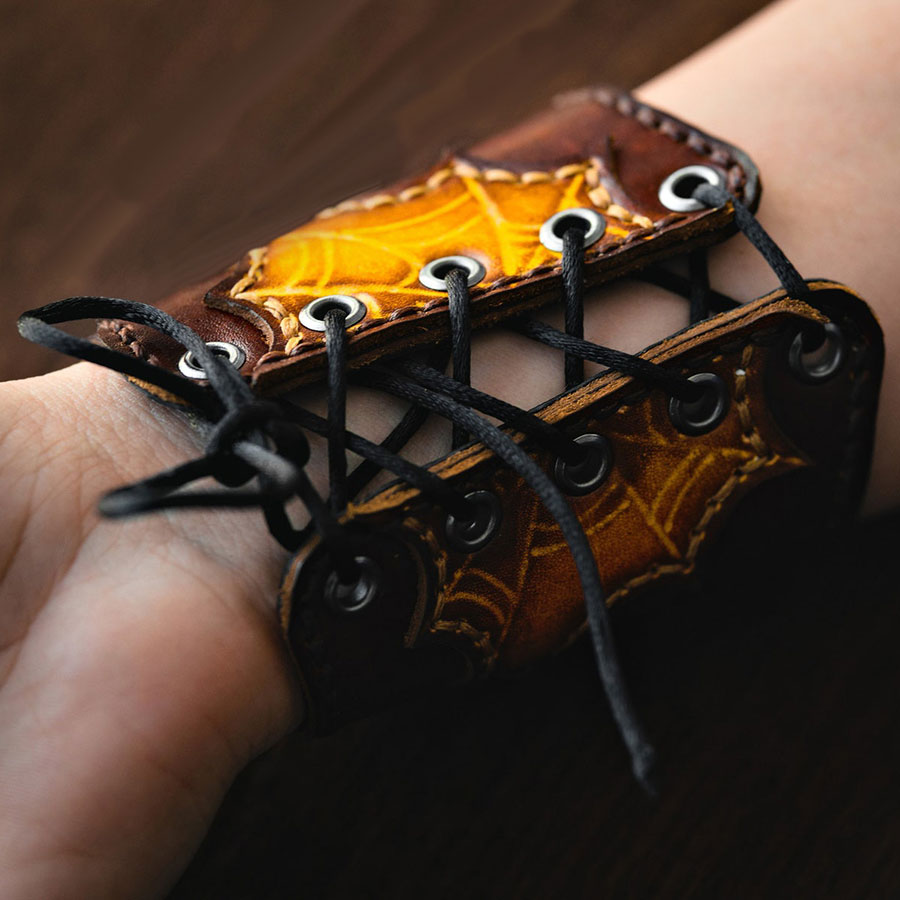 Spider bracelet leather pattern PDF